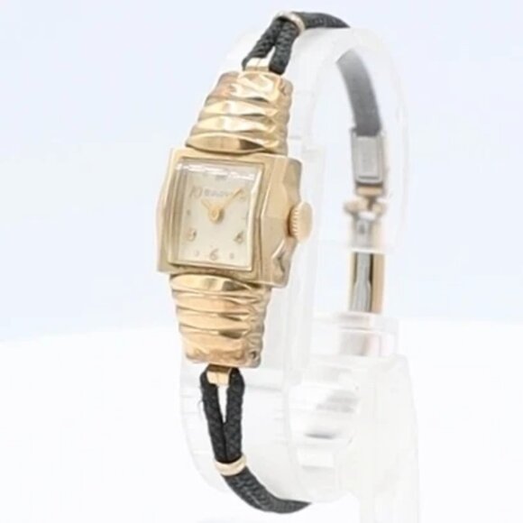 Vintage 1957 Bulova Art Deco Ladies Mechanical Wristwatch 6 BD Swiss 10k RGP